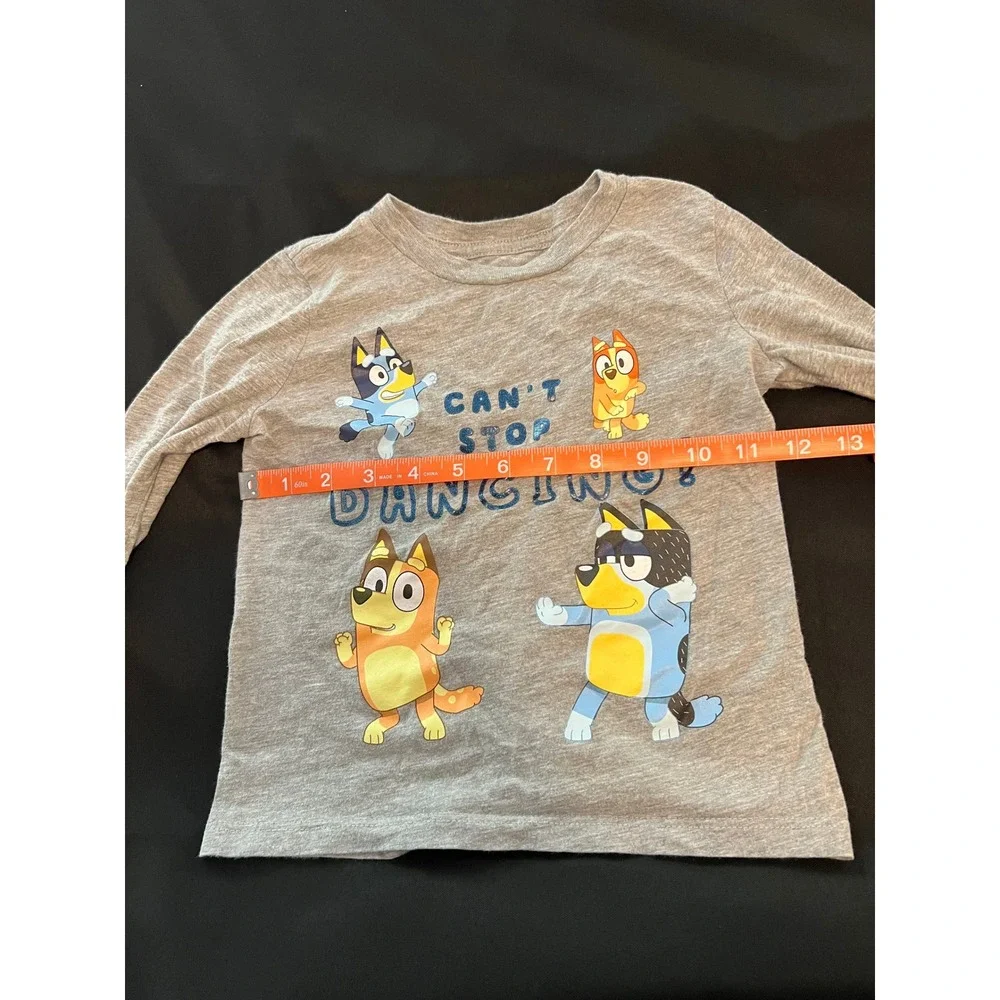 Bluey Cant Stop Dancing Long Sleeve Graphic T-Shirt Heather Gray Kids Size 4T